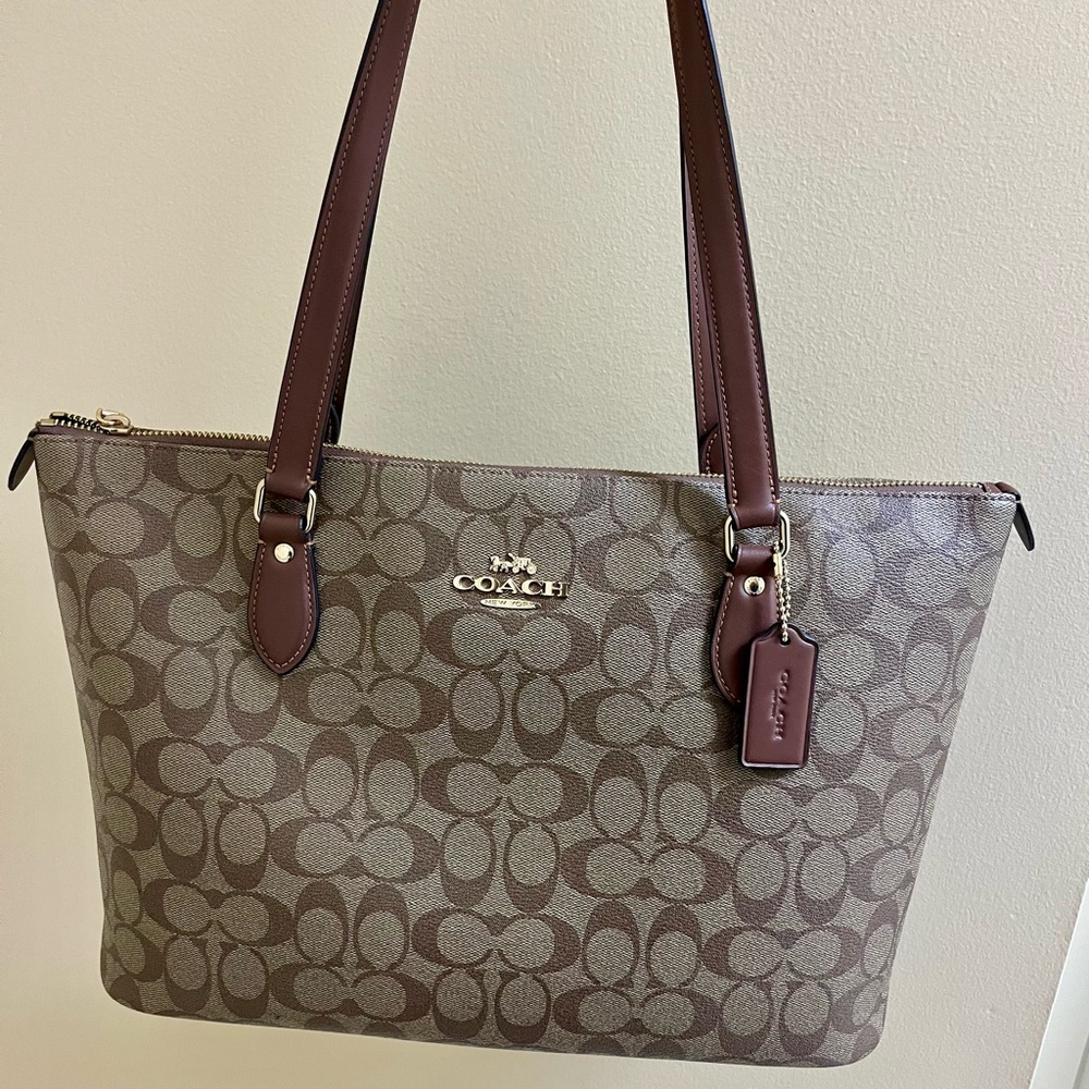 Coach Tan and Brown Signature Tote